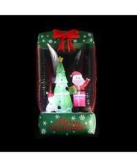 LuxenHome 6Ft Holiday Santa Display Present Inflatable with Lights
