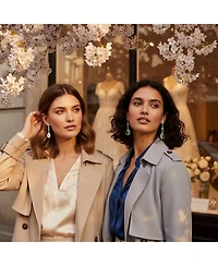 Bling Jewelry Set of 2 Clear & Green Cubic Zirconia Cz Teardrop Long Dangle Chandelier Prom Statement Earrings Sterling Silver