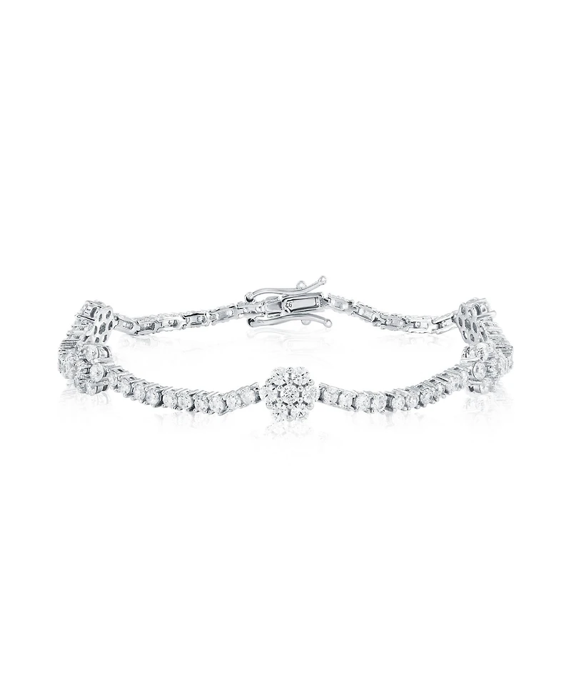 Suzy Levian New York Suzy Levian Sterling Silver Cubic Zirconia Flower Tennis Bracelet