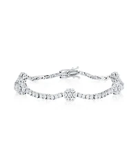 Suzy Levian New York Suzy Levian Sterling Silver Cubic Zirconia Flower Tennis Bracelet