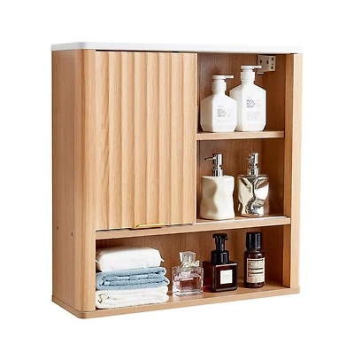 Slickblue-Bathroom Wall Cabinet with Double Doors and Shelf Storage