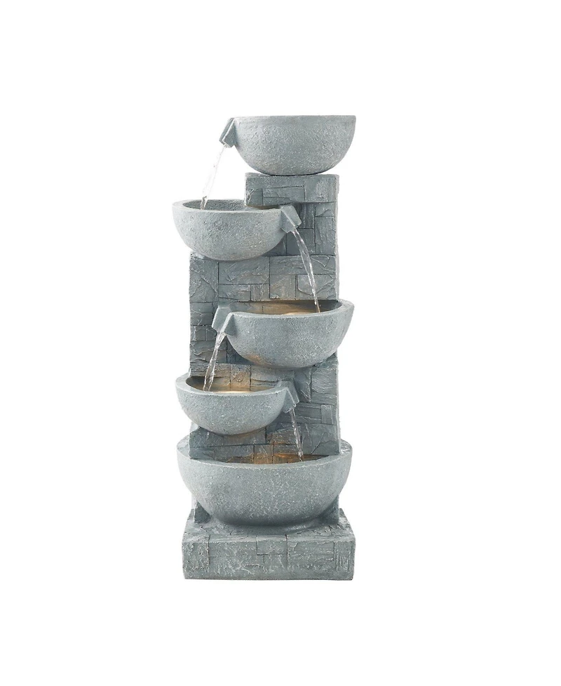 Slickblue Outdoor 5-Tier Bowl-Shaped Water Fountain for Garden or Patio