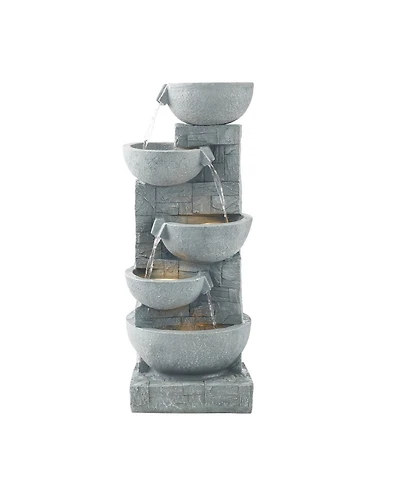 Slickblue Outdoor 5-Tier Bowl-Shaped Water Fountain for Garden or Patio