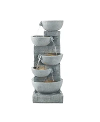 Slickblue Outdoor 5-Tier Bowl-Shaped Water Fountain for Garden or Patio