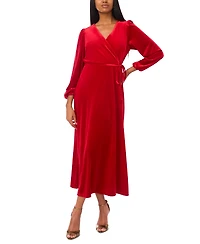 Msk Women's Long-Sleeve Stretch-Velvet Dress