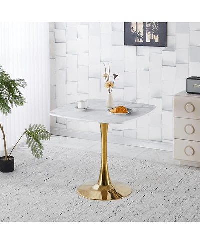 Streamdale Furniture Streamdale 31.5" Square Tulip Dining Table for 2-4 Persons (White & Gold