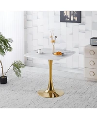 Streamdale Furniture Streamdale 31.5" Square Tulip Dining Table for 2-4 Persons (White & Gold