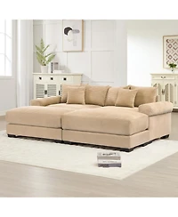Streamdale Furniture Streamdale 92" Oversized Cloud Modular Sectional Couch, Soft Corduroy, 2 Ottomans, Camel