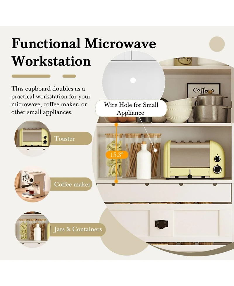 Streamdale Traditional Buffet with Hutch, Large Kitchen Pantry Storage Cabinet, Blue