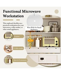 Streamdale Traditional Buffet with Hutch, Large Kitchen Pantry Storage Cabinet, Blue