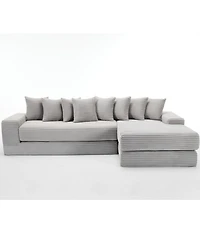 Streamdale Furniture Streamdale Oversize Cloud Couch L-Shape Sofa Convertible Floor Sleeper, No Assembly, 8 Pillows, Gray