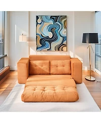 Streamdale Furniture Orange Corduroy Loveseat Sofa Bed with Memory Foam - No Assembly, Convertible (Orange)