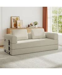 Streamdale Furniture Convertible Sleeper Sofa Bed with Pillow - Corduroy Folding Mattress Couch - Beige