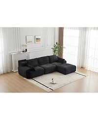 Streamdale Furniture Modern Memory Foam Compressed Sofa, Large Sectional Couch, Pet-Friendly, Black