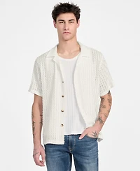 Guess Men's Liam Regular-Fit Open-Knit Jacquard Button-Down Shirt