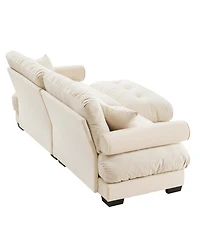 Streamdale Furniture Streamdale Oversize Modern Velvet Two-Seater Sofa with Ottoman and Pillows, Cream