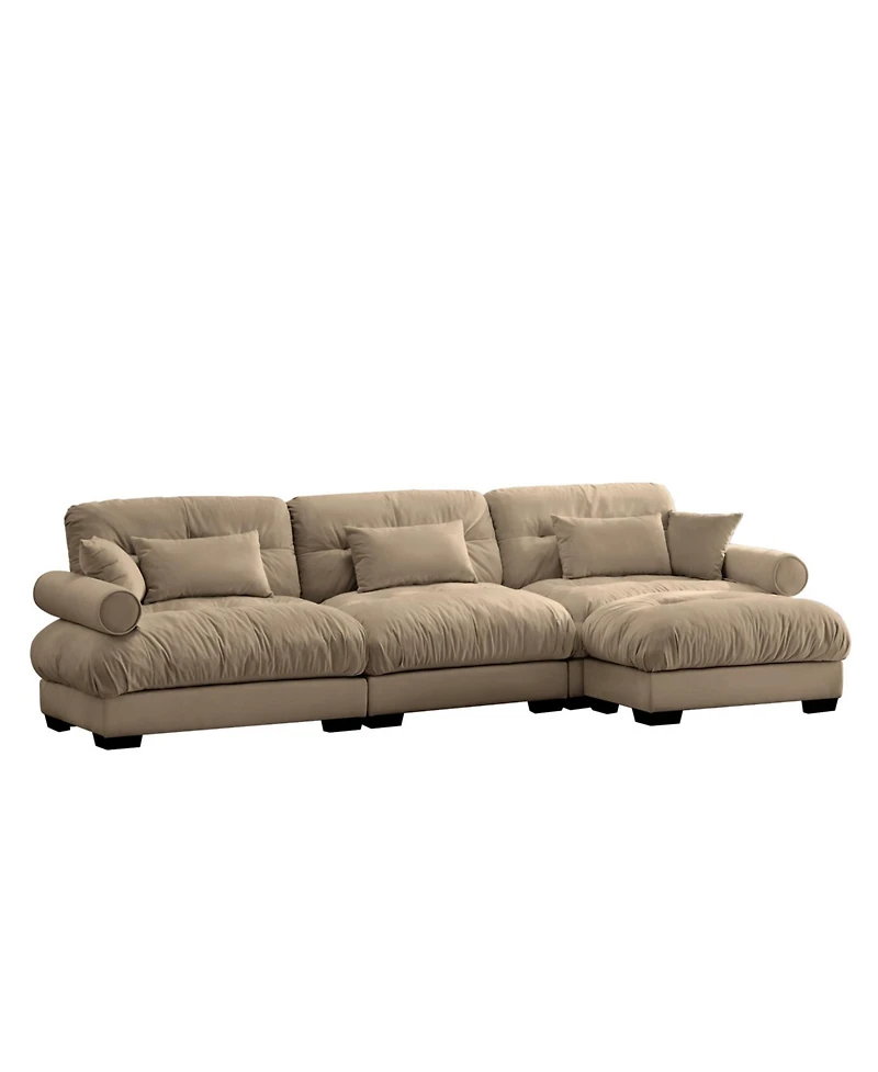Streamdale Furniture Super Comfort Oversized Modular Velvet Sectional Sofa Couch with Ottoman