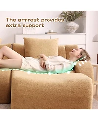 Streamdale Furniture U-Shaped Boneless Sofa, Teddy Fabric, Camel