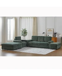 Streamdale Furniture Streamdale Corduroy 3-Seater Sofa with Cup Holders for Living Room