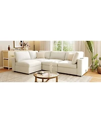 Streamdale Furniture113" Upholstered Modular Sofa with Storage, Usb, Wireless Charging & Bluetooth Speaker