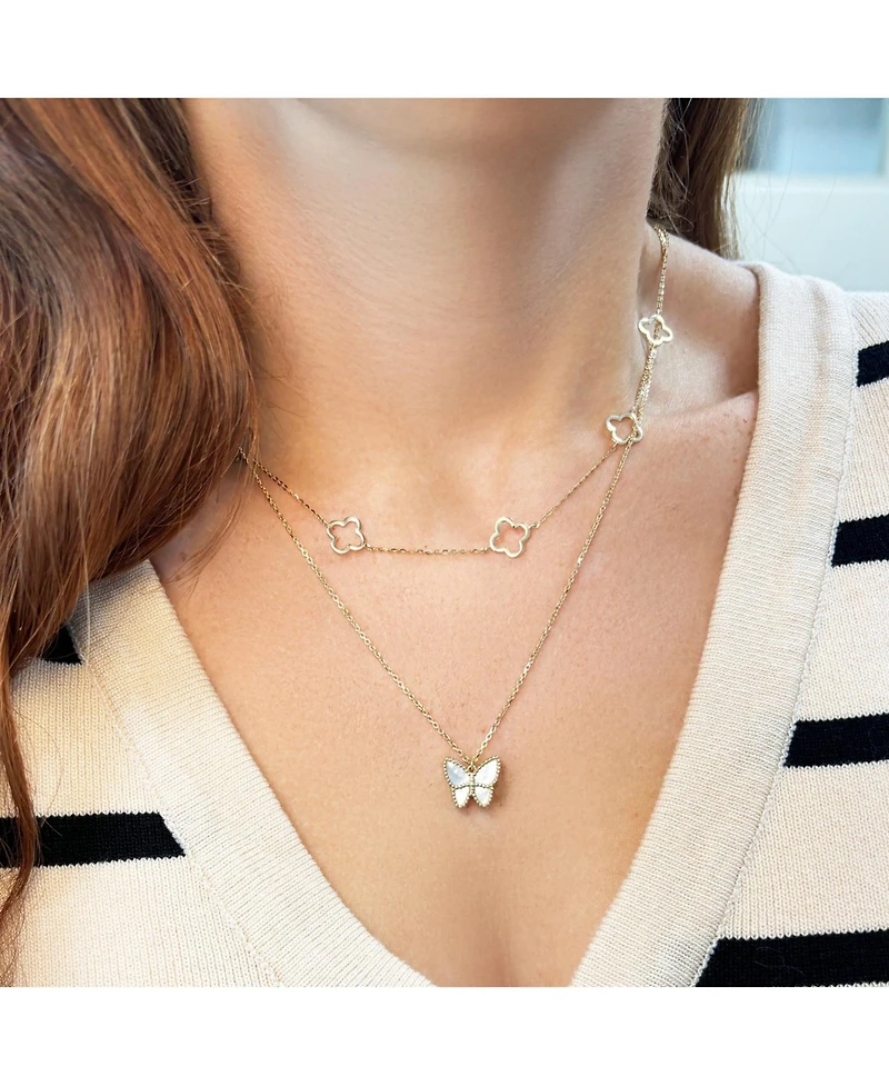 The Lovery Mother of Pearl Butterfly Necklace 14K Gold