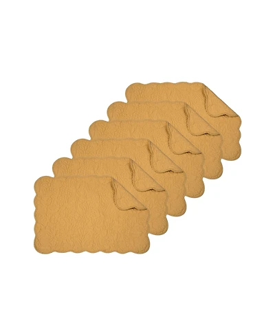 C&F Home Christiana Honey Reversible Machine Washable Scallop Quilt Placemats Set of 6