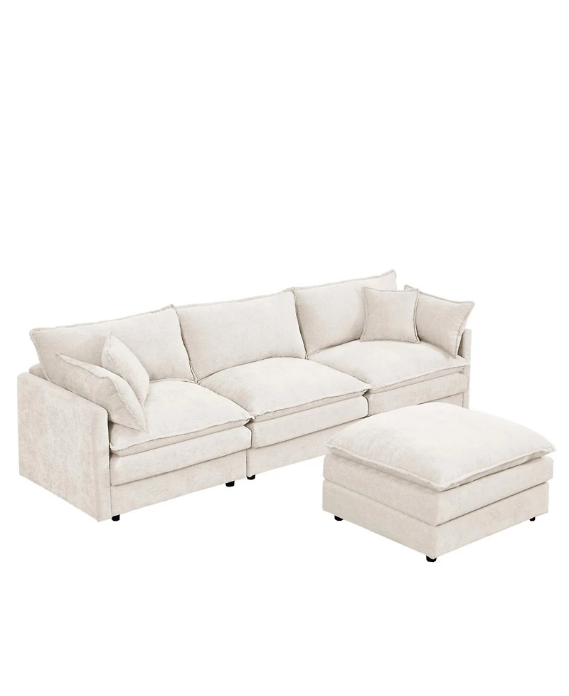 Streamdale Furniture Streamdale Modular Sectional Sofa, 102 Inch L Shaped Couch with Ottoman, Beige