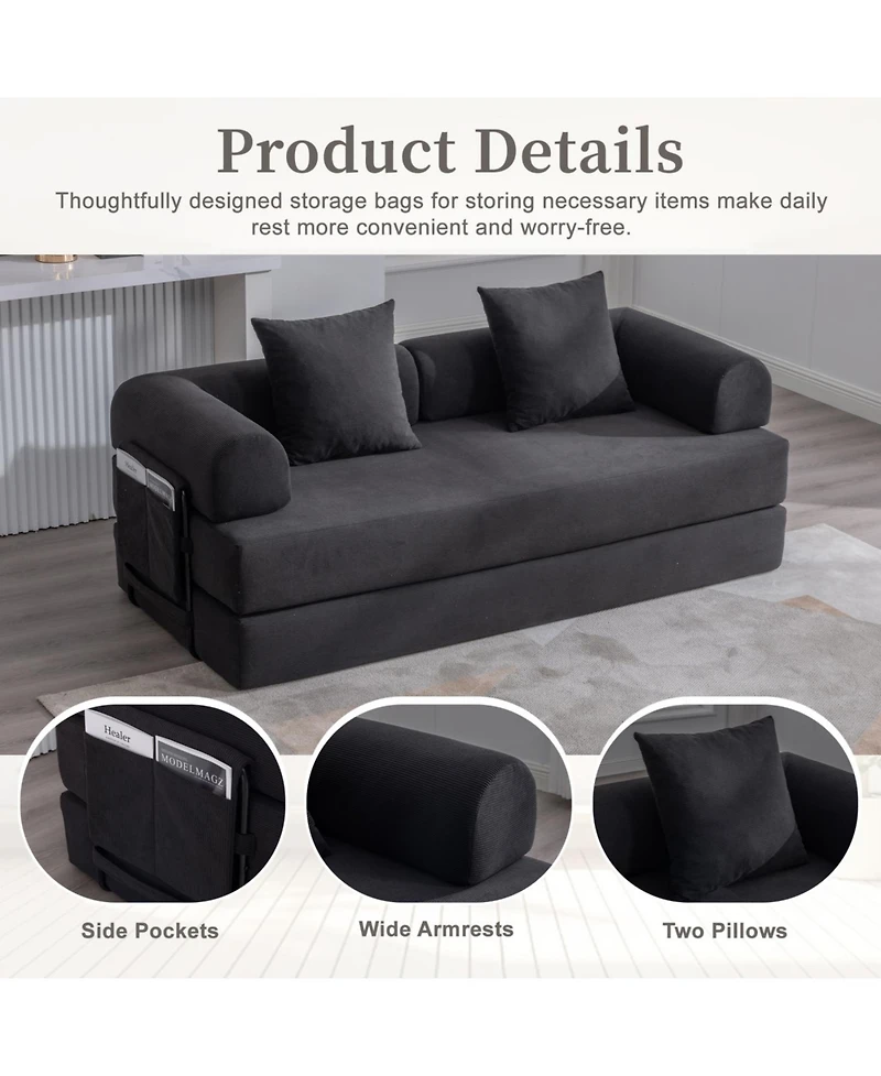 Streamdale Furniture Streamdale Foldable & Compressible Sofa with Metal Frame for Small Spaces