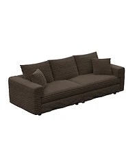 Streamdale Camel 82.7" Corduroy 3-Seat Sofa, Modern Comfy Cloud Couch with Soft Pillows