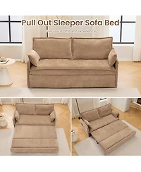 Streamdale Ergonomic Sofa Bed with Storage & Charging - Chenille Convertible Sleeper