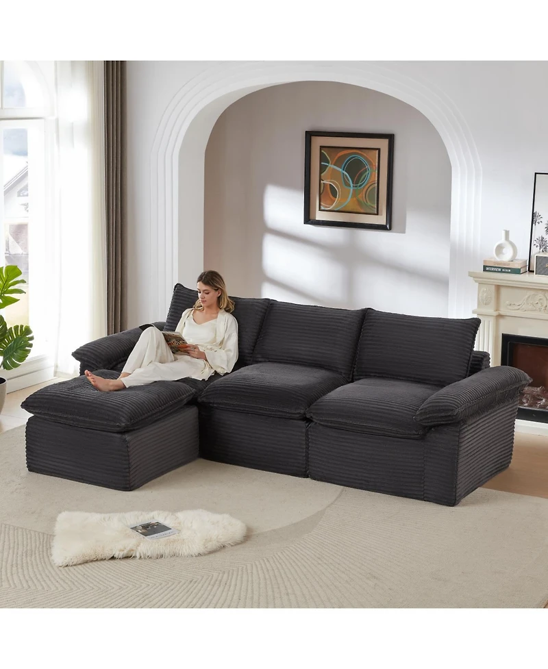 Streamdale Furniture Modern corduroy cloud sofa, freely combinable, comfortable for homes, apartments, offices