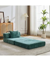 Streamdale Compression Sofa, Convertible Floor Sofa Bed, Single Seater Modular Sectional, Dark Green
