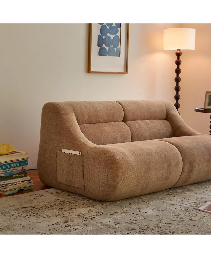 Streamdale Shoes sofa-in-a-Box Memory Foam 2-Seater Couch, No Install, Easy Transport, Brown