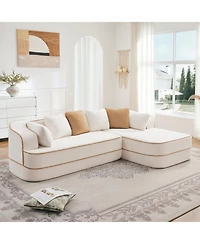 Streamdale Furniture Streamdale White L-Shaped Teddy Fabric Sofa with Chaise - No Assembly Required