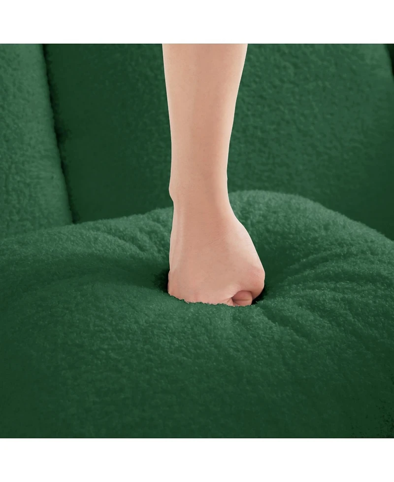 Streamdale Furniture Streamdale Green Teddy Fabric Boneless Sofa with Double Chaises