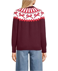 Lands' End Women's Drifter Jacquard Raglan Crew Neck Sweater