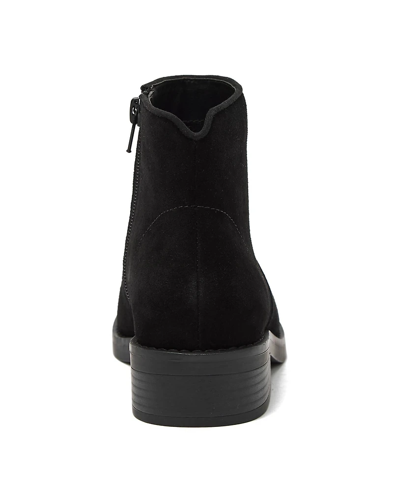 Lands' End Women's Detailed Suede Zip Ankle Booties