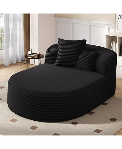 Streamdale Furniture Modern Chaise Lounge Sofa Boneless Couch 51.6" Bed Black