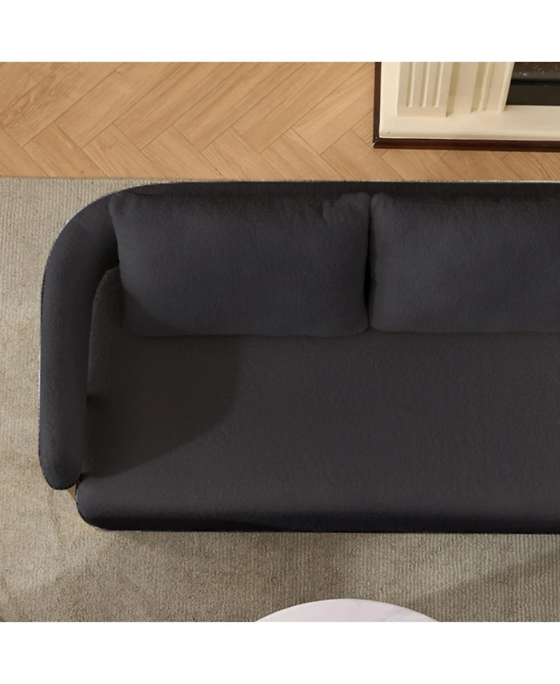 Streamdale Furniture Modern Teddy Fleece Upholstered Chair with Gold Metal Legs in Black