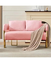 Streamdale Modern Teddy Fleece Chair with Gold Legs, Pink
