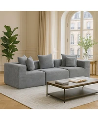 Streamdale Furniture Modular 3-Seat Chenille Sectional Sofa, Deep-Seat, Low-Profile Modern Design, Grey