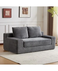 Streamdale Furniture Streamdale Dark Grey Corduroy Loveseat Sofa Bed with Reversible Cushions