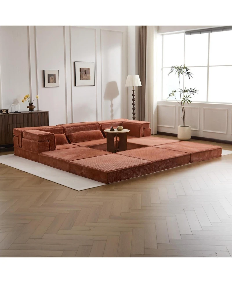 Streamdale Furniture Orange Compression Sofa, Convertible Floor Sofa Bed