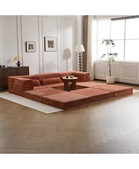 Streamdale Furniture Orange Compression Sofa, Convertible Floor Sofa Bed