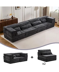 Streamdale Furniture Compression Sofa, Convertible Floor Sofa Bed, Modular Sectional Sofa, Dark Grey