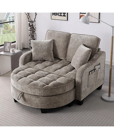 Streamdale Furniture Two-seater sofa with storage chaise, irregular armrests, incl. pillows - Brown