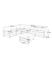 Streamdale Furniture Modern 6-Piece Modular Sectional Sofa with Storage - Soft Blue Chenille