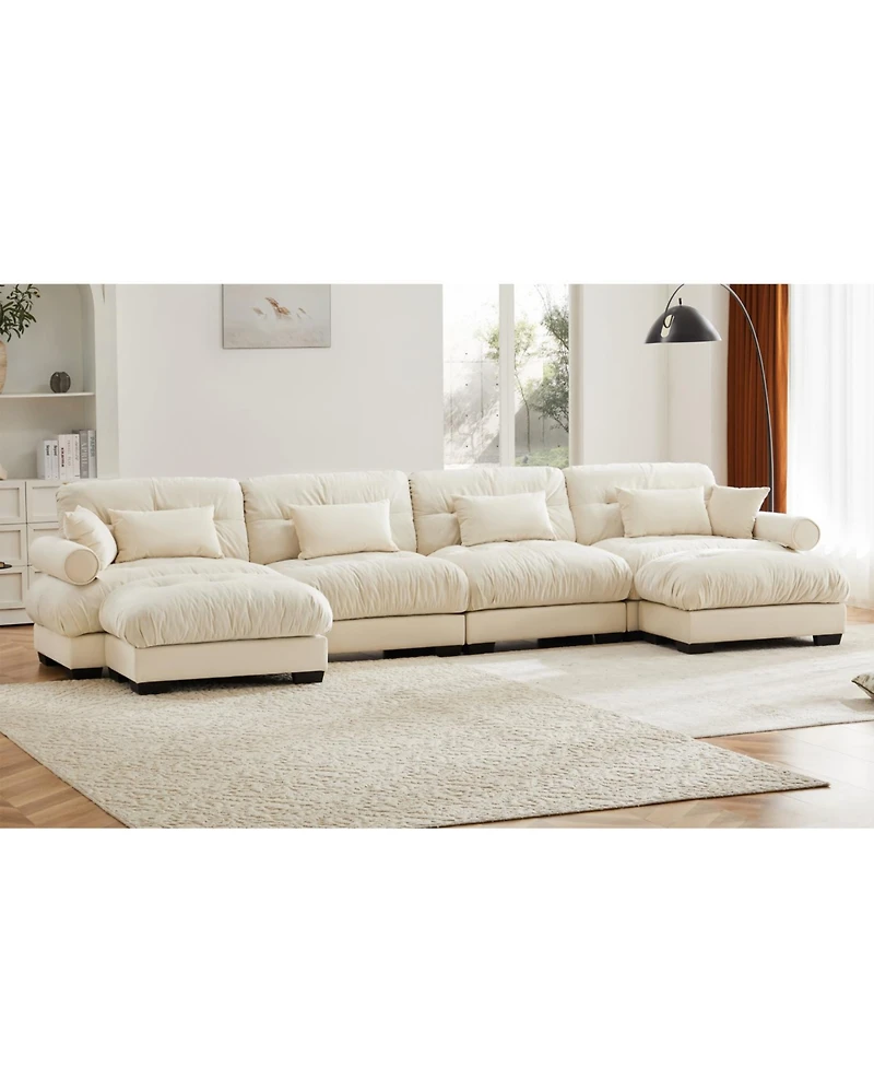 Streamdale Furniture U-Shaped Sectional Sofa Cloud Couch with Movable Ottomans, Convertible 4 Seater
