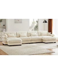 Streamdale Furniture U-Shaped Sectional Sofa Cloud Couch with Movable Ottomans, Convertible 4 Seater