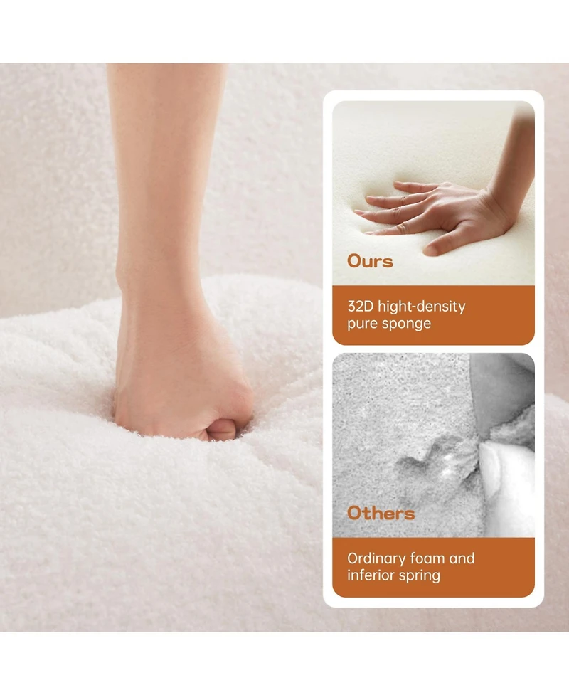 Streamdale White L-Shaped Teddy Fabric Sofa with Chaise - No Assembly Required